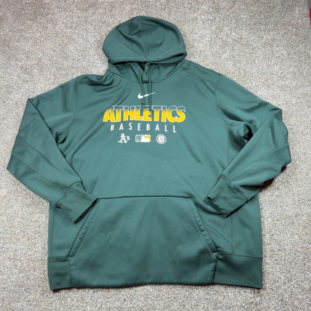 Nike Mens‎ Oakland Athletics Baseball Dri-FIT Hoodie Green XXL MLB Authentic